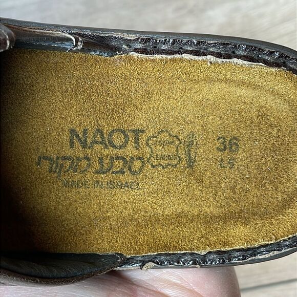 Naot Leap Brown Leather Women’s Sz 5/EU 36 Slip On Comfort Mules - Picture 6 of 11
